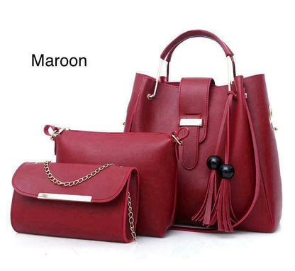 Elegant 3-Piece Women’s Handbag Set – Black Shoulder Bag, Crossbody & Clutch Purse