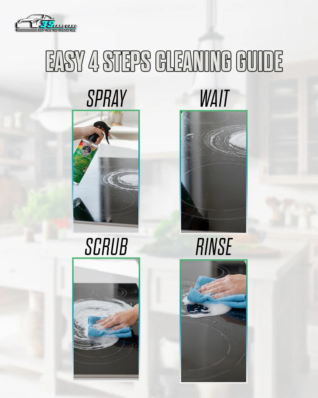 Kitchen Cleaner & Degreaser – Heavy Duty, Germ-Killing & Grease-Fighting Formula | THREE GUYS - German Engineered (250) ML