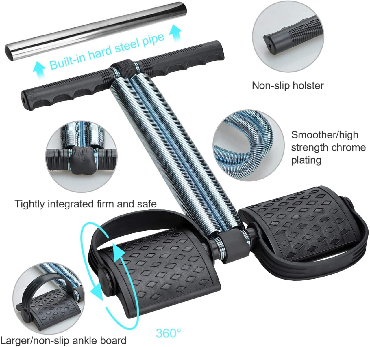 Elastic Sit Up Pull Rope Pedal Resistance Band Powerful Spring Drawstring Tummy Trimmer Equipment Portable Home Gym with Elastic Bodybuilding Fitness Slimming Training Exercise Bands
