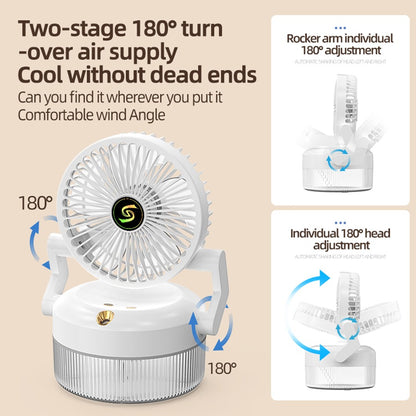 800ML Rechargeable Desktop Humidification Fan Portable Foldable Spray Misting Fan With Blue Light (Random Colour)