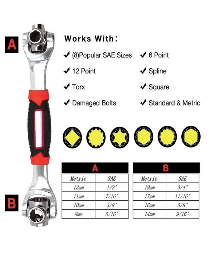 Universal Socket Wrench 48 in 1 Wrench Multifunction Wrench Tool with 360 Degree Rotating Head, Spanner Tool for Home and Car Repair