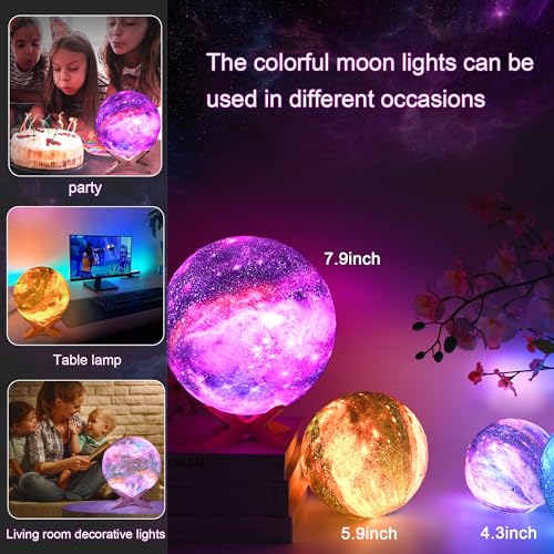 1 Pc USB LED Galaxy Crystal Ball Lamp | 3D Planet Moon Night Light | Bedroom & Party Home Decor | Kids Birthday Gift (Moon Shape Only)