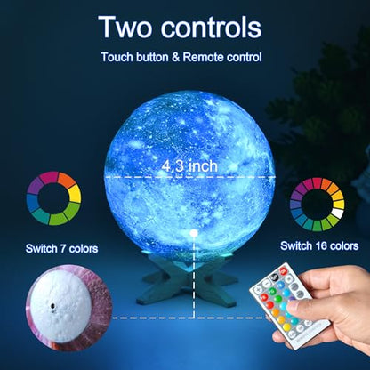 1 Pc USB LED Galaxy Crystal Ball Lamp | 3D Planet Moon Night Light | Bedroom & Party Home Decor | Kids Birthday Gift (Moon Shape Only)