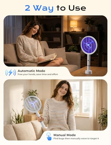 Rechargeable Mosquito Racket With Box & Stand – Electric Insect Killer Bat For Indoor And Outdoor Use | Insects Killer | Mosquito Killer Racket (Random Color)