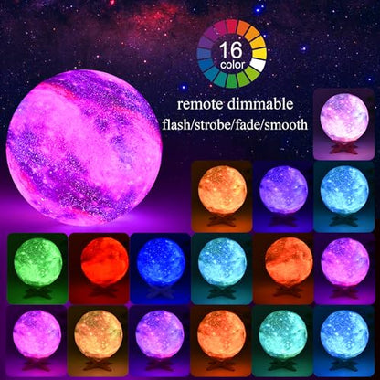 1 Pc USB LED Galaxy Crystal Ball Lamp | 3D Planet Moon Night Light | Bedroom & Party Home Decor | Kids Birthday Gift (Moon Shape Only)