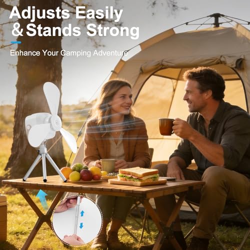 USB Dormitory Camping Small Ceiling Fan Rechargeable With 8 Hour Timer Night Light And 4 Speed Portable Design